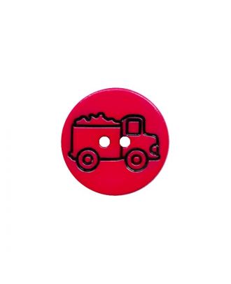 Kinderknopf mit Lastwagenmotiv und 2 Löchern - Größe:  15mm - Farbe: rot - ArtNr.: 281247