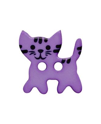Kinderknopf Katze Polyamid mit 2 Löchern - Größe:  20mm - Farbe: lila - ArtNr.: 331278