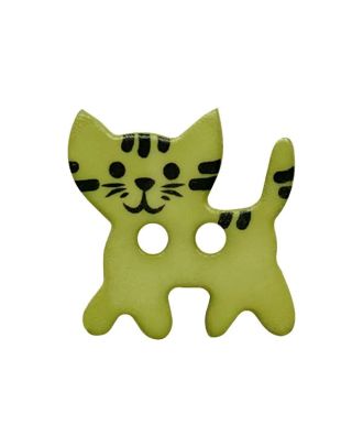Kinderknopf Katze Polyamid mit 2 Löchern - Größe:  20mm - Farbe: hellgrün - ArtNr.: 331279
