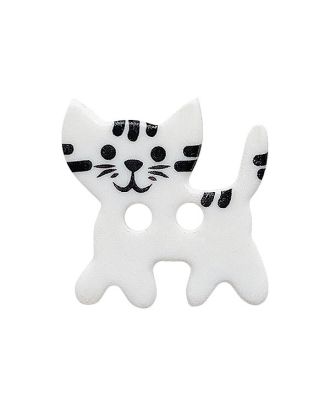 Kinderknopf Katze Polyamid mit 2 Löchern - Größe:  15mm - Farbe: weiß - ArtNr.: 281259