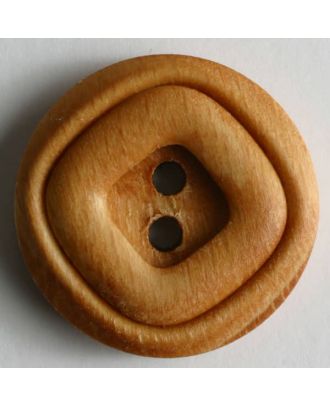 Holzknopf mit Doppelrand und 2 Löchern - Größe: 15mm - Farbe: braun - Art.Nr. 221196