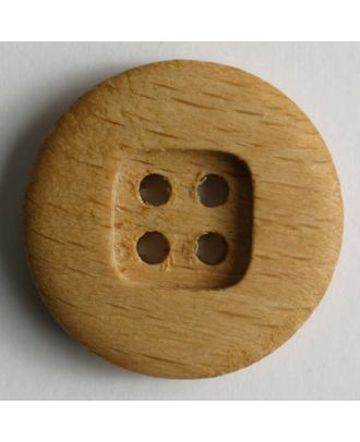 Holzknopf, 4 Löcher in quadratischer Mulde - Größe: 23mm - Farbe: braun - Art.Nr. 250830