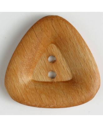 Holzknopf dreieckig mit wulstigem Rand und 2 Löchern - Größe: 45mm - Farbe: braun - Art.Nr. 470032