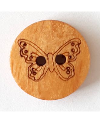 Kinderknopf hübscher Schmetterling aus echtem Holz - Größe: 18mm - Farbe: braun - Art.Nr. 261290