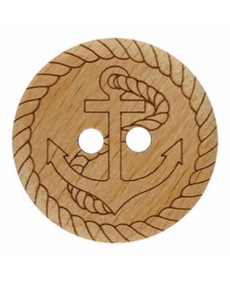Holzknopf mit Anker und zwei Löchern - Größe: 18mm - Farbe: braun - Art.Nr. 281174