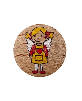 children button guardian angel girl wood with shank - Size: 18mm - Color: brown - Art.No.: 311240