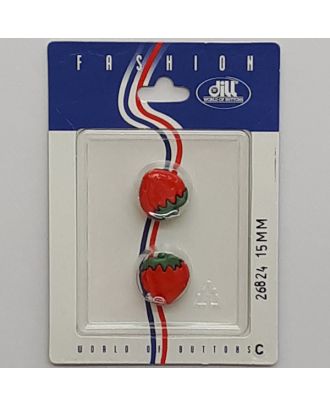 Knöpfe auf recyclebarer Karte - Kinderknopf Erdbeere - Größe:  15mm - Farbe: rot - Art.Nr.: 26824