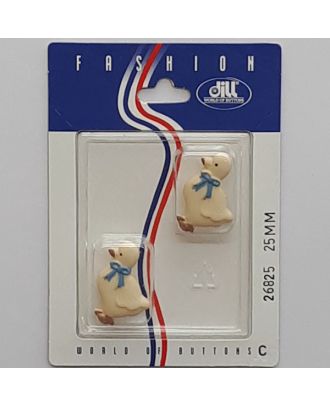 Knöpfe auf recyclebarer Karte - Kinderknopf Ente - Größe:  25mm - Farbe: beige - Art.Nr.: 26825