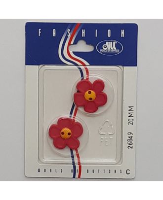 Knöpfe auf recyclebarer Karte - Kinderknopf Blume - Größe:  20mm - Farbe: pink - Art.Nr.: 26849