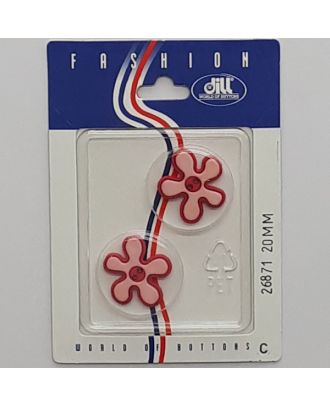 Knöpfe auf recyclebarer Karte - Kinderknopf Blume - Größe:  20mm - Farbe: pink - Art.Nr.: 26871