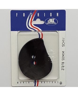 Knöpfe auf recyclebarer Karte - Polyamidknopf, oval, 2-loch - Größe:  50mm - Farbe: schwarz - Art.Nr.: 29278