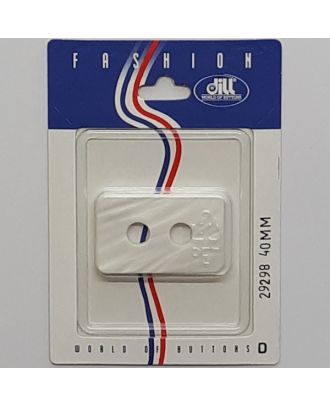 Knöpfe auf recyclebarer Karte - Polyamidknopf, rechteckig, 2-loch - Größe:  40mm - Farbe: weiss - Art.Nr.: 29298