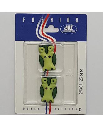 Knöpfe auf recyclebarer Karte - Kinderknopf Eule - Größe:  25mm - Farbe: grün - Art.Nr.: 29304