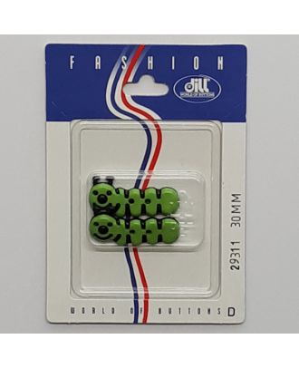 Knöpfe auf recyclebarer Karte - Kinderknopf Raupe - Größe:  30mm - Farbe: grün - Art.Nr.: 29311