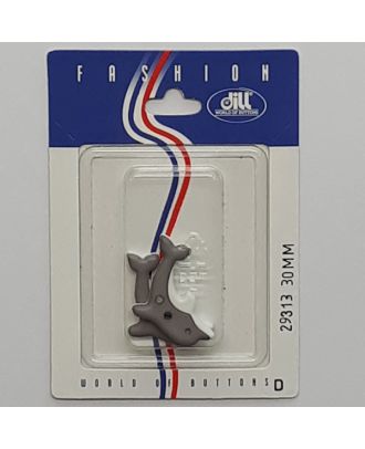 Knöpfe auf recyclebarer Karte - Kinderknopf Delphin - Größe:  30mm - Farbe: grau - Art.Nr.: 29313