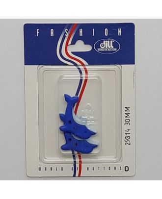 Knöpfe auf recyclebarer Karte - Kinderknopf Delphin - Größe:  30mm - Farbe: blau - Art.Nr.: 29314