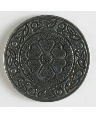 Vollmetallknopf, florale Motive sowohl im Innen- und Außenbereich, mit Öse - Größe: 30mm - Farbe: altsilber - Art.Nr. 330058