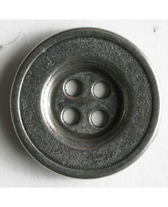 Vollmetallknopf 4-Loch antik mit breitem Rand - Größe: 12mm - Farbe: altsilber - Art.Nr. 181008