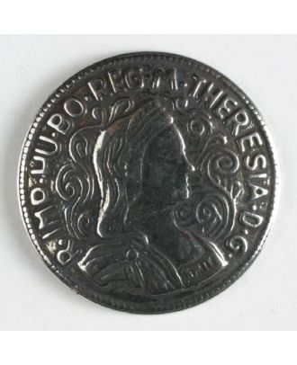 Vollmetallknopf Büste der Maria Theresia mit Diadem - Größe: 19mm - Farbe: altsilber - Art.Nr. 240446