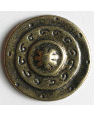 Vollmetallknopf, mittelalterliches Schild, mit Öse - Größe: 25mm - Farbe: altmessing - Art.Nr. 350168