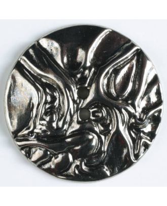 Vollmetallknopf mit ungleichmäßiger Struktur und 2 Löchern - Größe: 28mm - Farbe: altsilber - Art.Nr. 350177