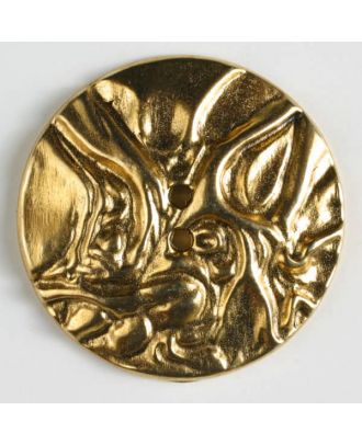 Vollmetallknopf mit ungleichmäßiger Struktur und 2 Löchern- Größe: 28mm - Farbe: altgold - Art.Nr. 360129