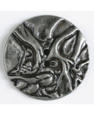 Vollmetallknopf mit ungleichmäßiger Struktur und 2 Löchern - Größe: 28mm - Farbe: altzinn - Art.Nr. 350271