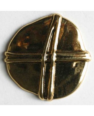Vollmetallknopf, unregelmäßige Form mit Schleife überkreuz  - Größe: 23mm - Farbe: altgold - Art.Nr. 340372