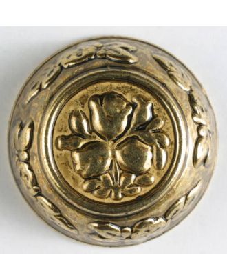 Vollmetallknopf, florale Motive sowohl im Innen- und Außenbereich, mit Öse - Größe: 18mm - Farbe: altgold - Art.Nr. 310406