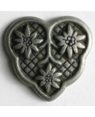 Heart button, full metal - Size: 25mm - Color: antique tin - Art.No. 360259