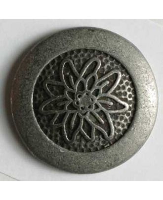 Vollmetallknopf mit eingraviertem Edelweiß - Größe: 23mm - Farbe: altzinn - Art.Nr. 330367