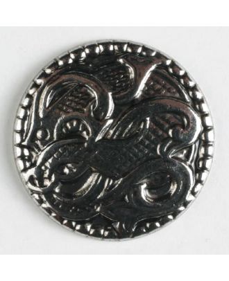 Vollmetallknopf mit Blätterranken und Öse - Größe: 19mm - Farbe: altsilber - Art.Nr. 231306