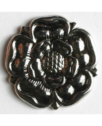 Rose button, full metal - Size: 23mm - Color: antique silver - Art.No. 260826