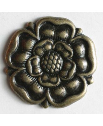 Rose button, full metal - Size: 19mm - Color: antique brass - Art.No. 231372