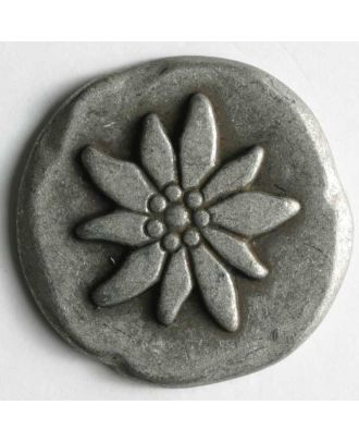 Edelweiss button, full metal - Size: 30mm - Color: antique tin - Art.No. 370186