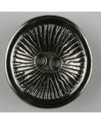 full metal button, round. 2 holes - Size: 18mm - Color: antique silver - Art.-Nr.: 290740