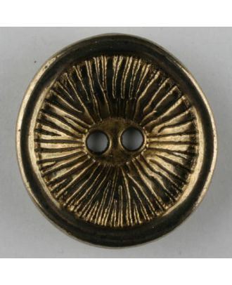 full metal button, round. 2 holes - Size: 23mm - Color: antique gold - Art.-Nr.: 341125