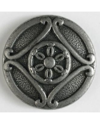 Vollmetallknopf mit Blumenmuster - Größe: 23mm - Farbe: altzinn - Art.Nr. 330431