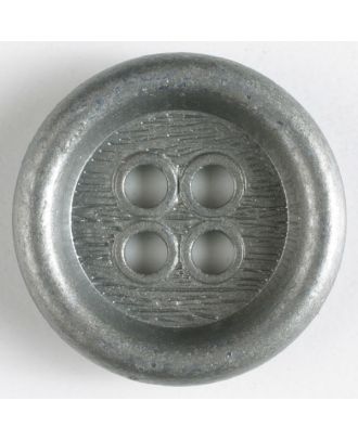 Vollmetallknopf mit schönem breiten Rand, Innenteil mit Borkenmuster und 4 großen Löchern - Größe: 18mm - Farbe: altsilber - Art.Nr. 260883