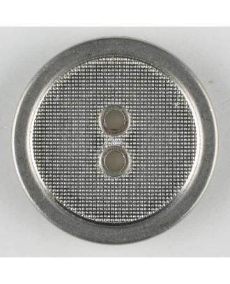 Vollmetallknopf, gehämmerter Innenbereich glatt umrandet, 2 Loch - Größe: 18mm - Farbe: mattsilber - Art.Nr. 310890