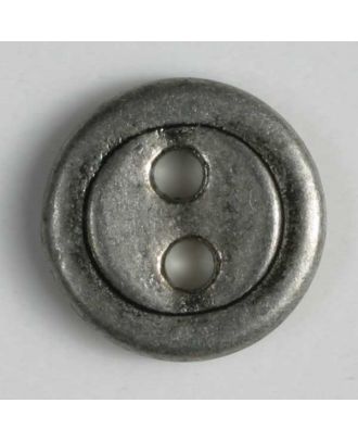 Vollmetallknopf, 2-Loch mit schmalem Rand - Größe: 11mm - Farbe: altzinn - Art.Nr. 211575