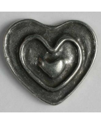 Heart button, full metal - Size: 28mm - Color: antique tin - Art.No. 360364