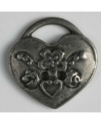 Heart button, full metal - Size: 25mm - Color: antique tin - Art.No. 350356