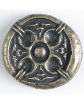 Vollmetallknopf, antik anmutendes reliefartiges Motiv mit Öse - Größe: 30mm - Farbe: altmessing - Art.Nr. 370386