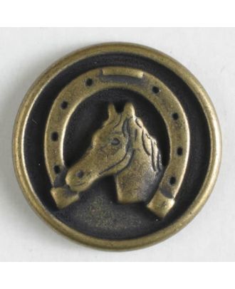 Metal button with shank - Size: 20mm - Color: antique brass - Art.No. 310756