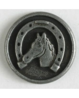 Metal button with shank - Size: 15mm - Color: antique tin - Art.No. 241202