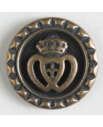 Metallknopf Krone mit Öse - Größe: 20mm - Farbe: altmessing - Art.Nr. 310758