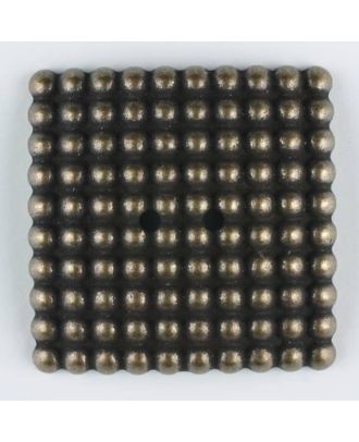 full metal button, square, 2 holes - Size: 48mm - Color: antique brass - Art.-Nr.: 450184