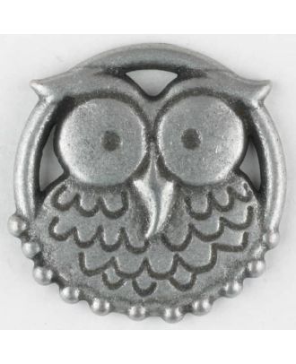 full metall button, Nicky Epstein - Hoot Owl, with shank - Size: 25mm - Color: antique tin - Art.No. 390302