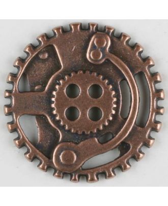 Steampunk Knopf Zahnrad mit 4 Löchern - Größe: 23mm - Farbe: kupfer - Art.Nr. 331079